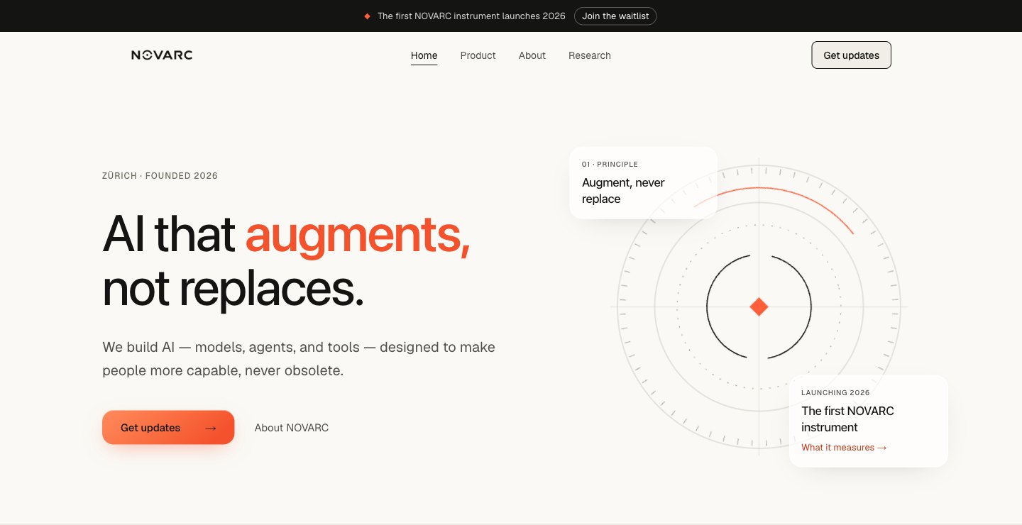 The novarc.tech homepage